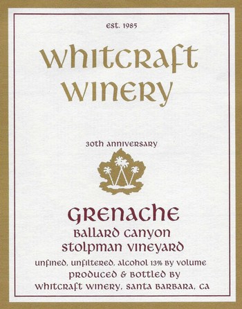 Whitcraft Stolpman Vineyard Grenache 2017
