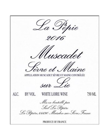Domaine de la Pepiere La Pepie Muscadet de Sevre et Maine Sur Lie 2016 Image