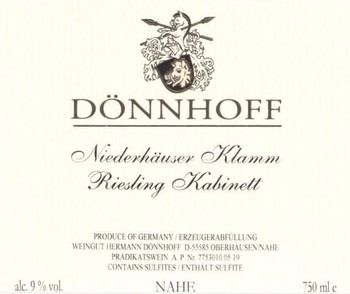 Donnhoff Niederhauser Klamm Riesling Kabinett 2023