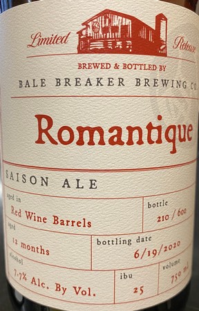 Bale Breaker Wine Barrel Aged Beer 750mL Bottle