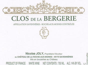 Nicolas Joly Savennieres Clos de La Bergerie 2014