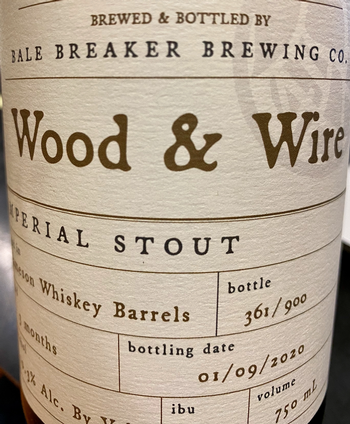 Bale Breaker Whiskey Barrel Aged Beer 750mL