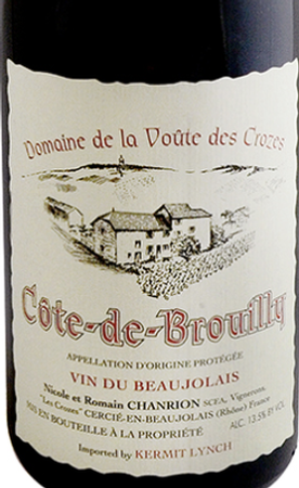 Nicole Chanrion Domaine de la Voute des Crozes Cote de Brouilly 2018
