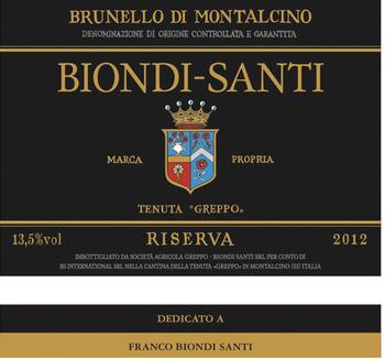 Biondi Santi Tenuta Greppo Brunello di Montalcino Riserva 2012