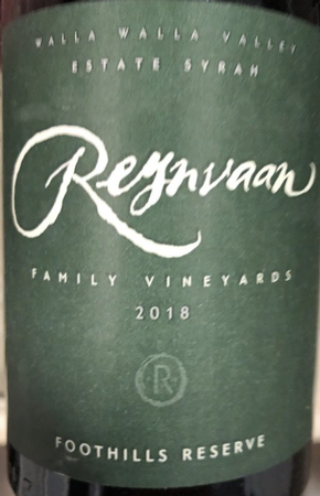 Reynvaan Foothills Reserve Syrah 2018