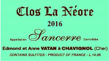Edmond Vatan Clos La Neore Sancerre 2016
