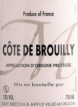 Guy Breton Cote De Brouilly 2019