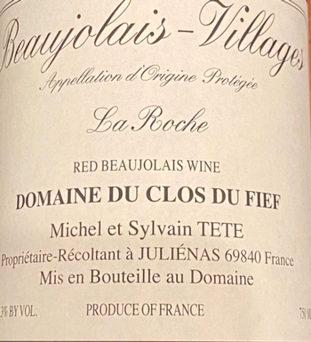 Domaine Michel Tete Beaujolais Villages La Roche 2019