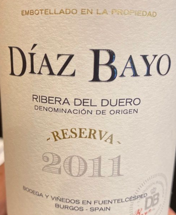 Bodegas Diaz Bayo Reserva 2015