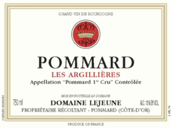 Domaine Lejeune Pommard Premier Cru Les Argillieres 2019