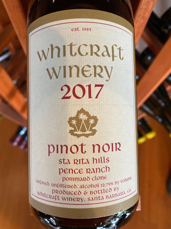 Whitcraft Pommard Clone Pinot Noir Pence Ranch 2017