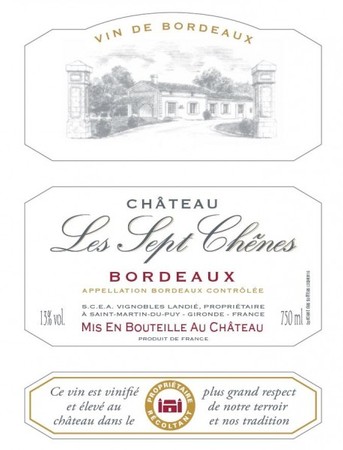 Chateau Les Sept Chenes Bordeaux Rouge 2019