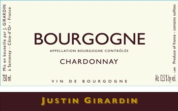 Justin Girardin Bourgogne Chardonnay 2020