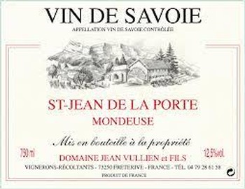 Jean Vullien St Jean de la Porte Vin de Savoie Mondeuse 2018