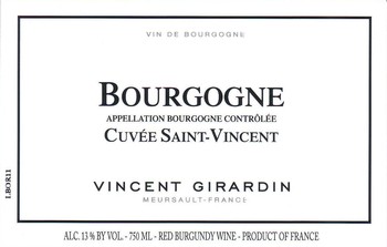 Vincent Girardin Bourgogne Cuvee St. Vincent Rouge 2018