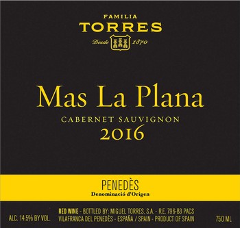 Familia Torres Mas La Plana Cabernet Sauvignon 2016