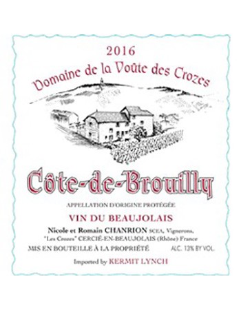 Nicole Chanrion Domaine de la Voute des Crozes Cote de Brouilly 2017