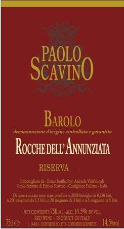 Paolo Scavino Barolo Rocche dell'Annunziata Riserva 2015