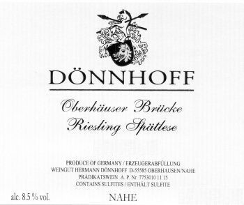 Donnhoff Oberhauser Brucke Riesling Spatlese 2014
