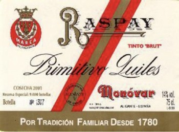Primitivo Quiles Raspay Tinto 2012
