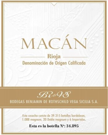 Bodegas Benjamin Rothschild and Vega Sicilia Macan 2014