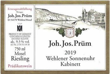 J.J. Prum Wehlener Sonnenuhr Riesling Kabinett 2019