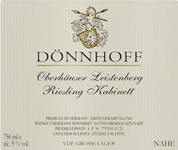 Donnhoff Oberhauser Leistenberg Riesling Kabinett 2020