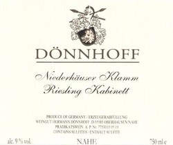 Donnhoff Niederhauser Klamm Riesling Kabinett 2023