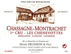Henri Prudhon Chassagne-Montrachet 1er Cru Les Chenevottes 2022
