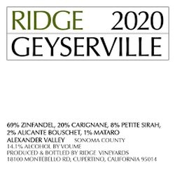 Ridge Geyserville 2020