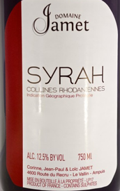 Jamet Syrah Collines Rhodaniennes IGP 2022