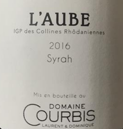 Domaine Courbis L'Aube IGP Syrah 2016