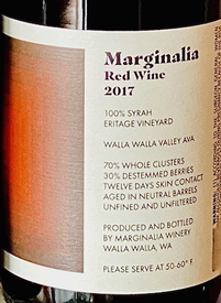 Marginalia Syrah Red Wine 2017
