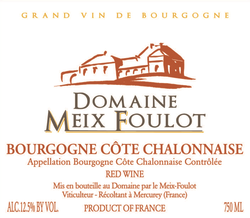 Domaine du Meix-Foulot Borgogne Cote Chalonnaise 2018