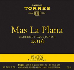 Familia Torres Mas La Plana Cabernet Sauvignon 2016