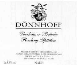 Donnhoff Oberhauser Brucke Riesling Spatlese 2014