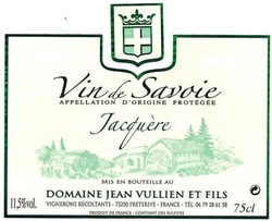 Jean Vullien Jacquere Vin de Savoie 2018