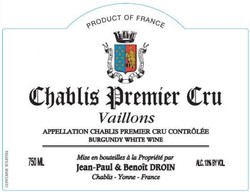 Jean-Paul & Benoit Droin Chablis Vaillons Premier Cru 2021